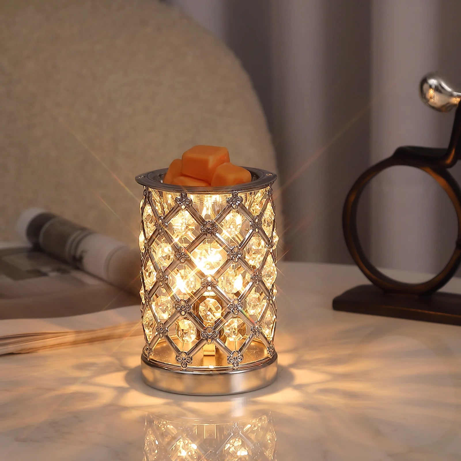 Crystal Wax Melt Warmer,  Electric Wax Warmer for Scented Wax, Oil Burner Wax Melt Night Light for Gift, Home, Spa, Office