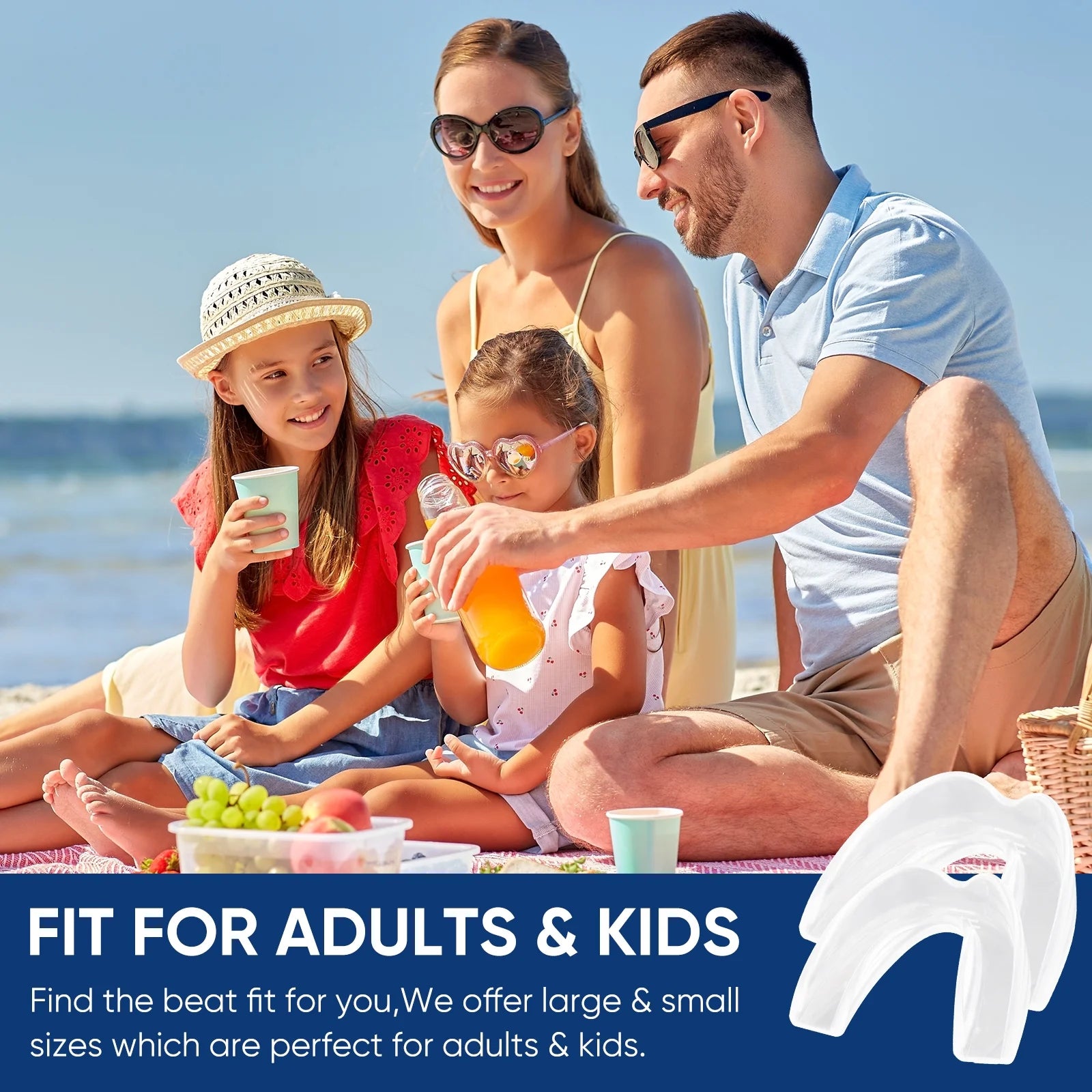 Mouth Guard for Grinding Teeth at Night, Mouth Guard Sports, Anti-Snoring Device(4Piece Set/2Sizes)