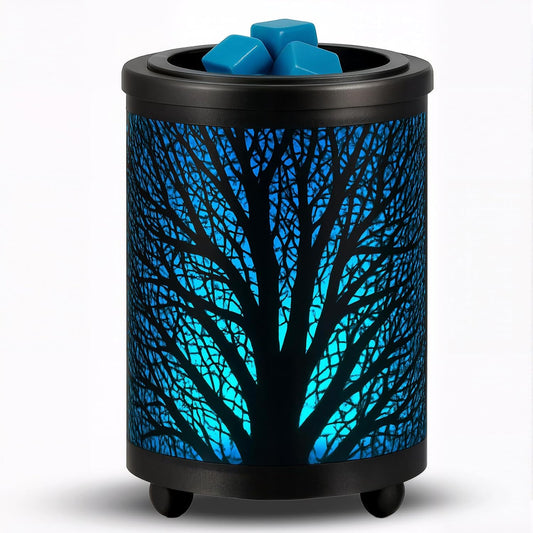 Electric Wax Melt Warmer PTC Heating Plate with 7 Colors LED Changing Light Wax Warmer Fragrance Warmer for Home Office Gifts & Decor(Black Forest)