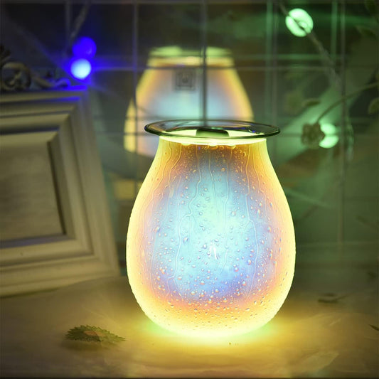 Wax Melt Warmer, Glass Electric Oil Burner Fragrance Candle Tart Melter Night Light for Home (Water Drop)