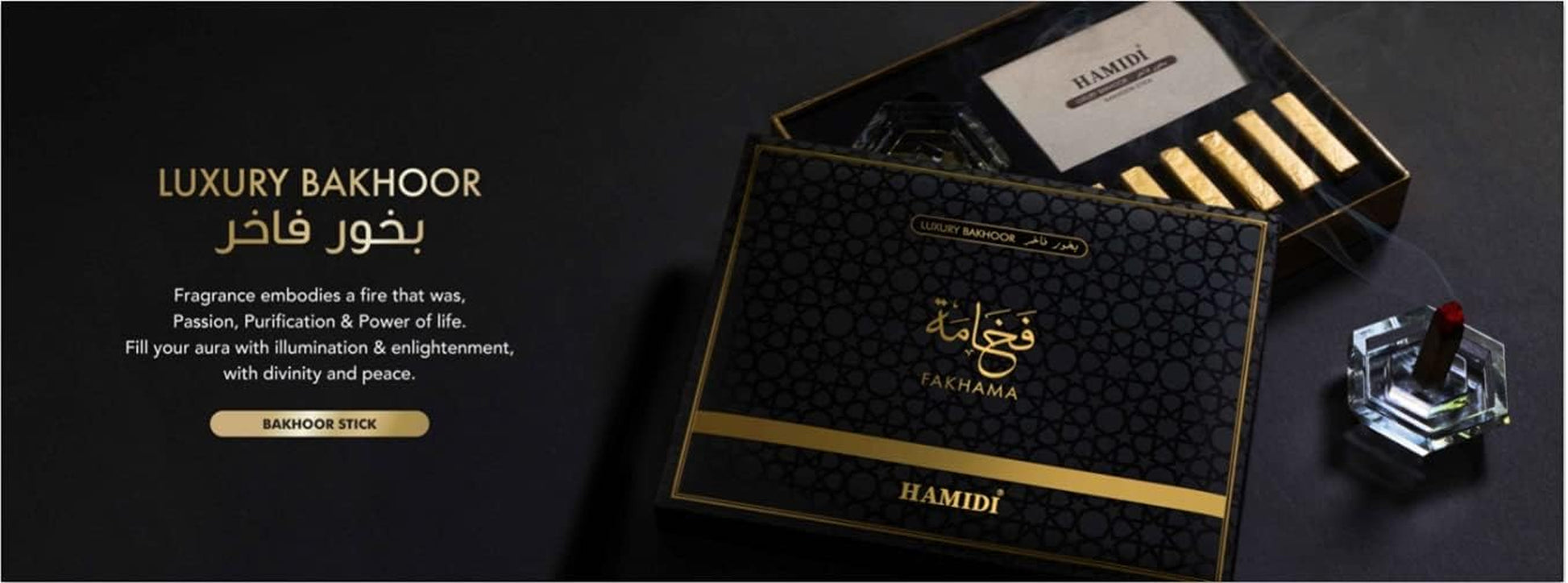 Luxury Bakhoor Fakhama Oud Incense Sticks 10 Pc with Crystal Base Home Fragrance Woody and Amber Long Lasting (Fakhama)