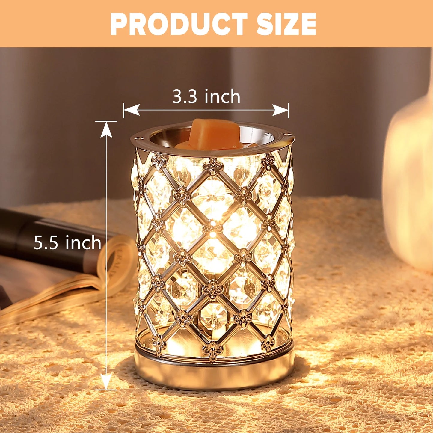 Crystal Wax Melt Warmer,  Electric Wax Warmer for Scented Wax, Oil Burner Wax Melt Night Light for Gift, Home, Spa, Office