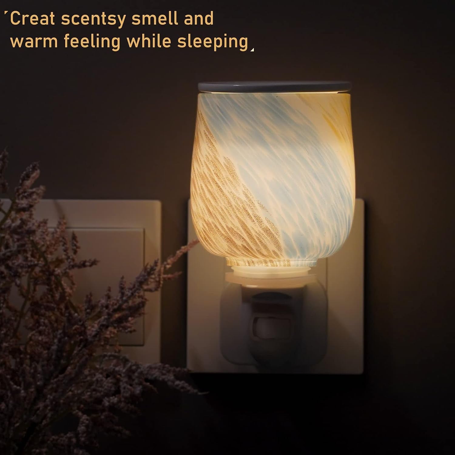 Wax Melt Warmer Plug in Wall,Art Glass Pluggable Fragrance Wax Melter Warmer, Home Fragrance Scented Wax Melter, Night Light Decorative Wax Warmer for Scented Wax to Freshen Rooms Office