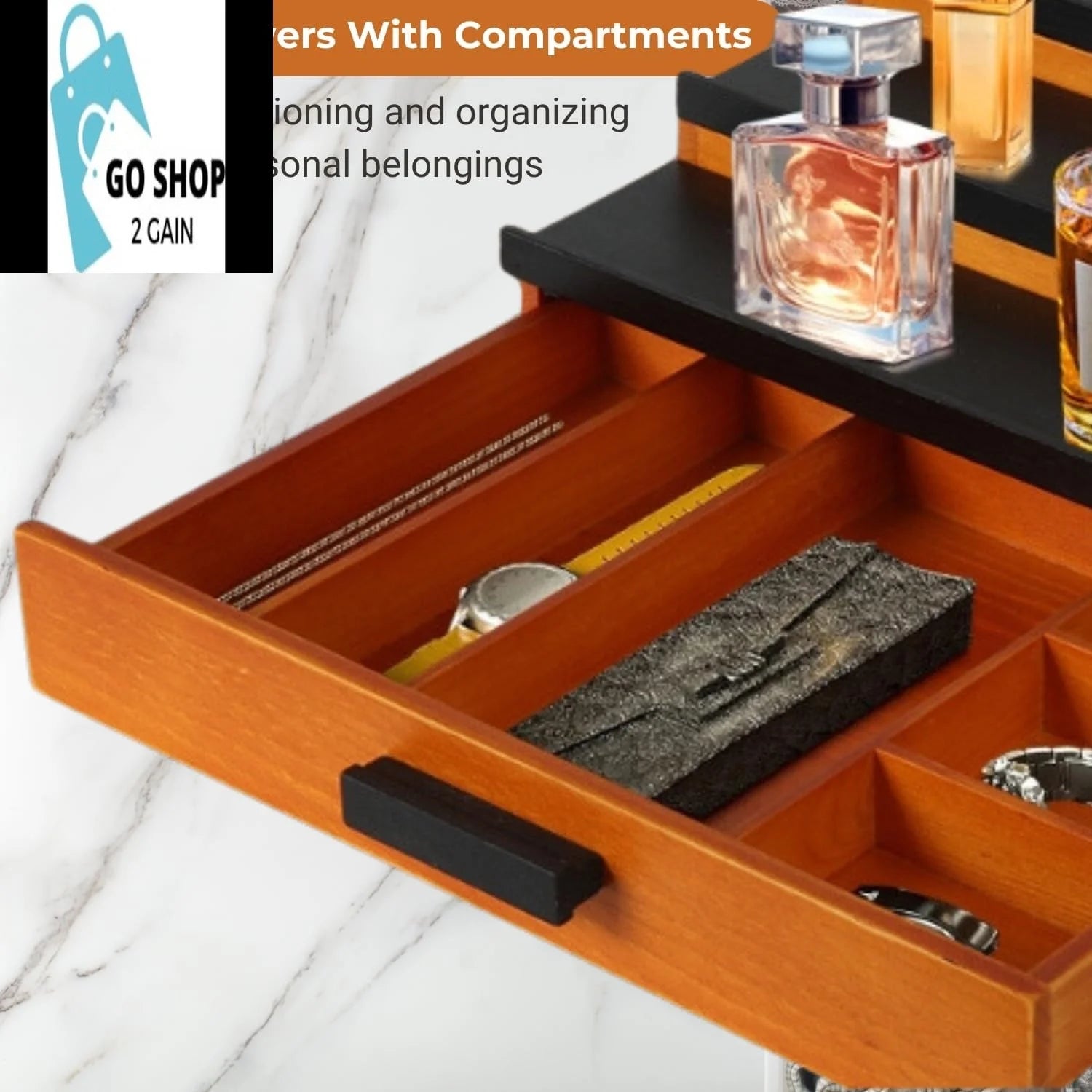 Cologne Organizer for Men, 3 Tier of Elevated Cologne Stand for Men with Drawer Storage, Fragrance Organizer Storage Display Risers,Fragrance Stand for Men, Cologne Shelf Display, Great Gift for Men