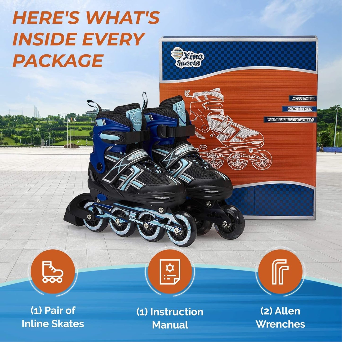 Kids Inline Skates for Girls & Boys - Adjustable Skates with LED Illuminating Light up Wheels - Youth Skates for Indoors & Outdoors