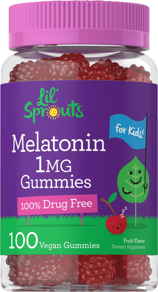 Kids Melatonin Gummies | 1 Mg 100 Count | Fruit Flavor Gummy | Vegan, Non-Gmo, Gluten Free | Lil Sprouts by