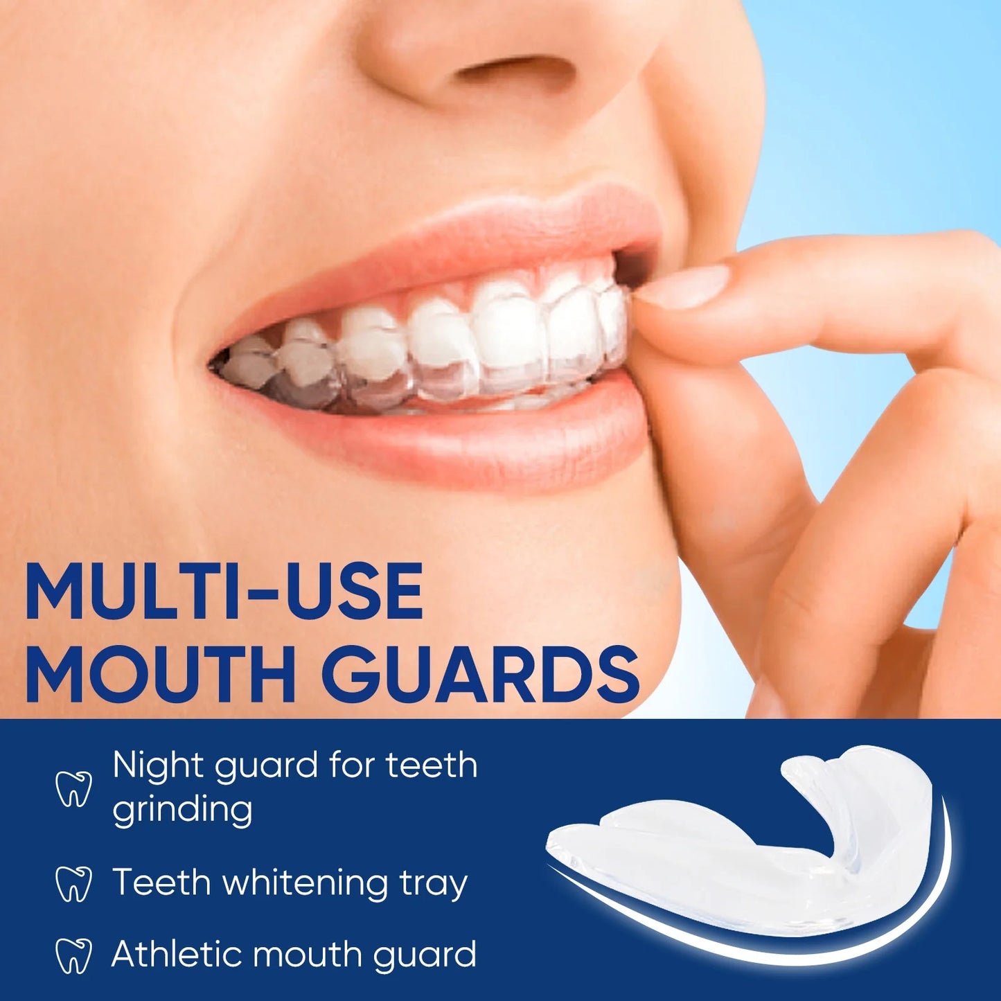 Mouth Guard for Grinding Teeth at Night, Mouth Guard Sports, Anti-Snoring Device(4Piece Set/2Sizes)