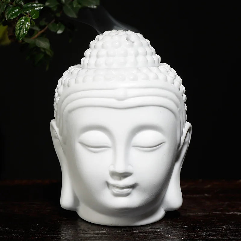 Zen Yoga Set Ceramic Aromatherapy Oil Burner Buddha Head Aroma Essential Oil Diffuser Indian Incense Buddha Tibetan Incense Base
