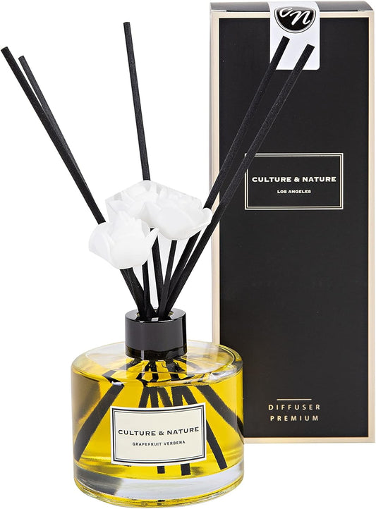 Reed Diffuser Set 6.7Oz (200Ml) Grapefruit Verbena Scented Diffuser with Sticks Home Fragrance Reed Diffuser for Bathroom Shelf Decor