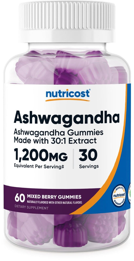 Nutricost Ashwagandha Gummies 1200Mg Equivalent (Mixed Berry Flavor) 30 Servings