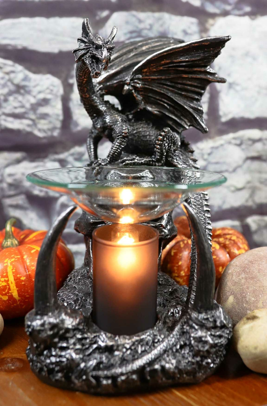 Ebros Skull Graveyard Dragon Electric Oil Burner or Tart Warmer Statue 8.5" Tall