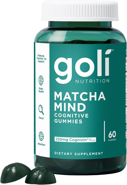 Matcha Mind Gummies - 60 Count - Green Tea Leaves Powder with Cognizin for Focus