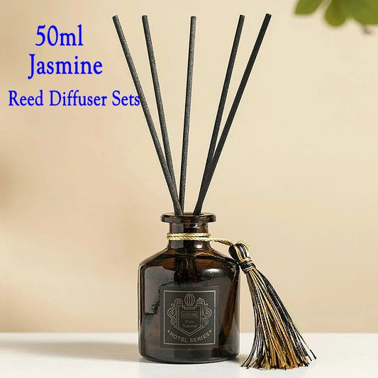 Y Aromeasy 50Ml Reed Diffuser Sets Homestay Hotel Bathroom Rattan Aromatherapy Glass Diffuser Air Freshener Home Fragrance
