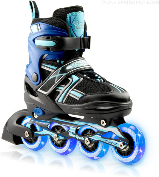 Kids Inline Skates for Girls & Boys - Adjustable Skates with LED Illuminating Light up Wheels - Youth Skates for Indoors & Outdoors