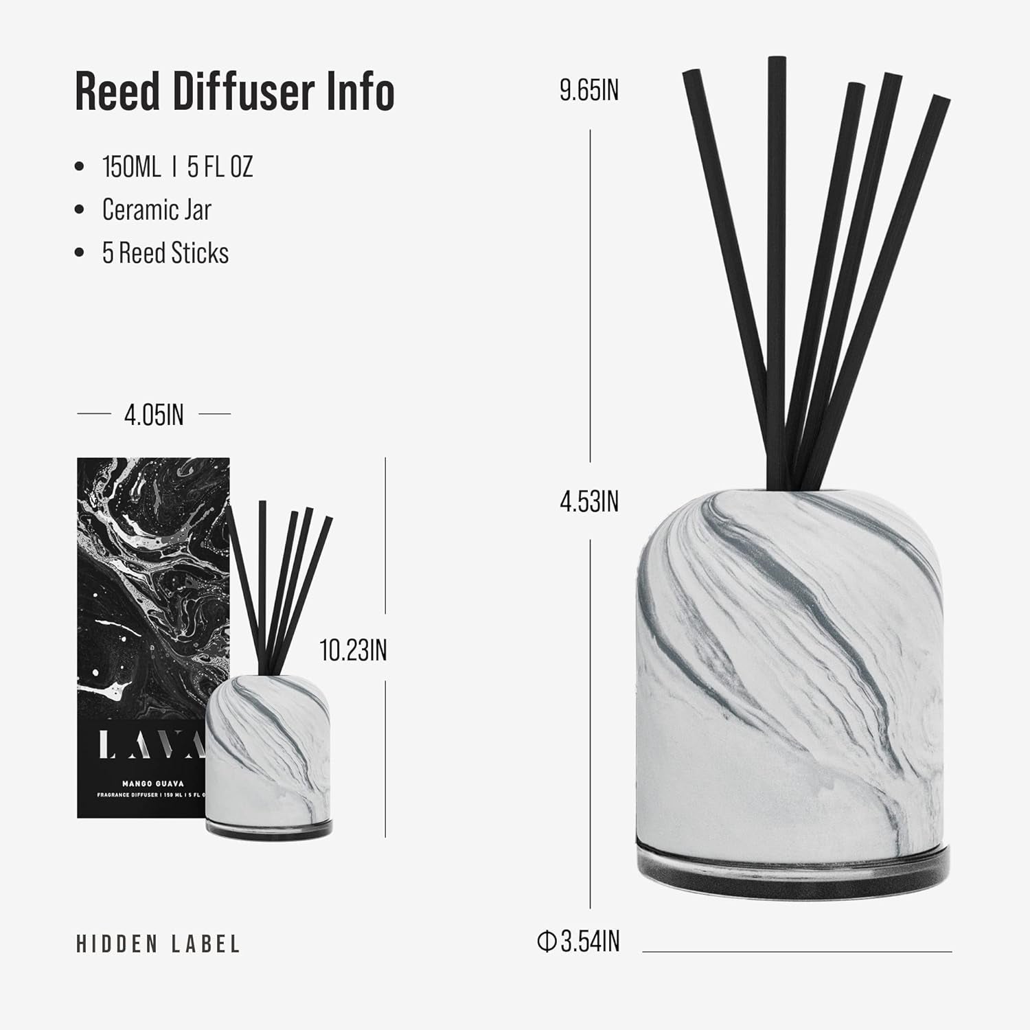 Lava Fragrances Reed Diffuser,5 Fl Oz/150Ml Mango Guva Scent’ Set,Home Fragrance Essential Oil Reed Diffuser for Bathroom Shelf Decor, Large Room