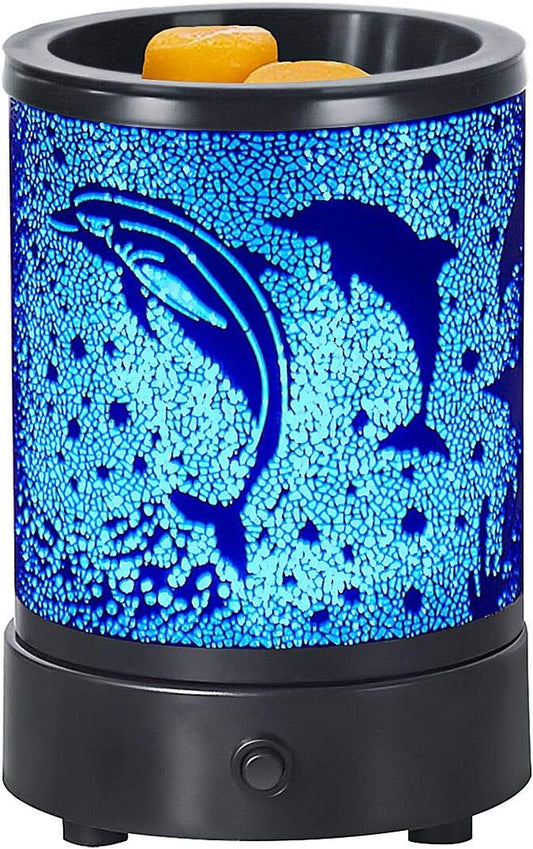 Electric Wax Melt Warmer for Scented Wax/Candle Burner Melt Wax 7 Colors Led Lighting Melter Fragrance Warmer- Ideal Gift for Wedding, Spa and Aromatherapy (Black-7Colors)