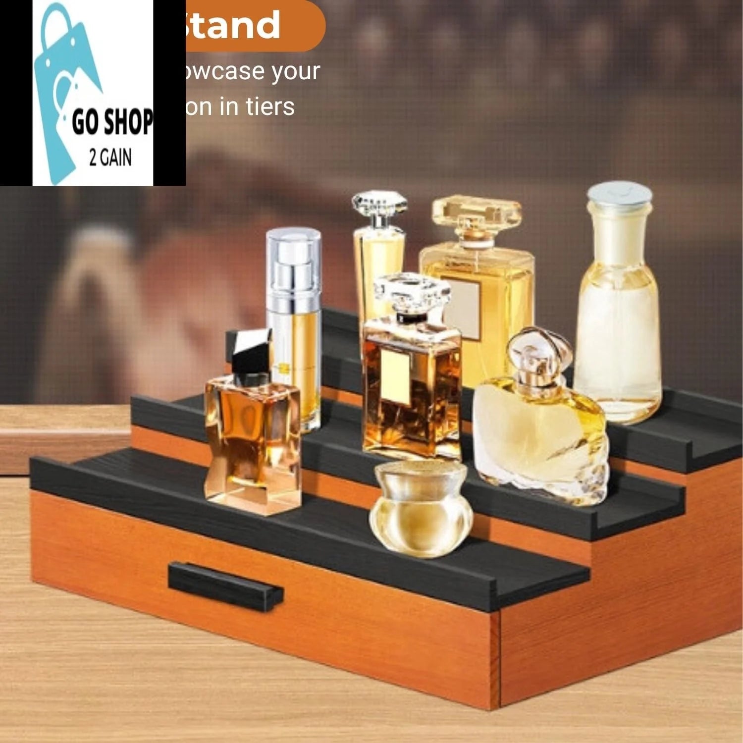 Cologne Organizer for Men, 3 Tier of Elevated Cologne Stand for Men with Drawer Storage, Fragrance Organizer Storage Display Risers,Fragrance Stand for Men, Cologne Shelf Display, Great Gift for Men